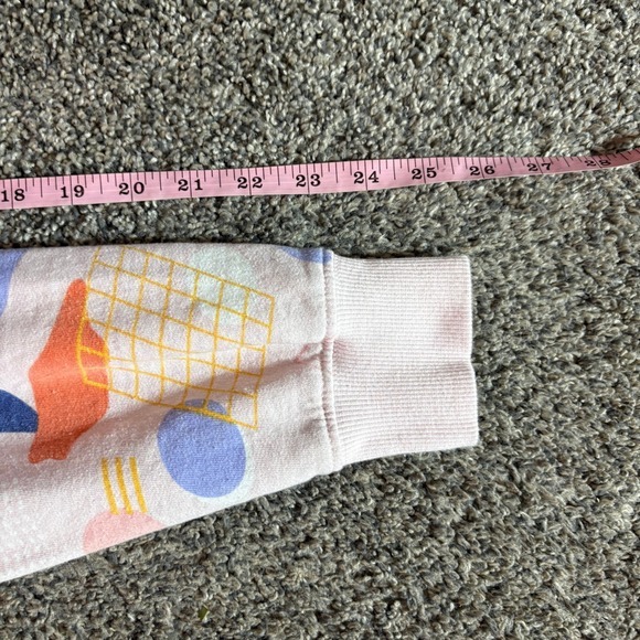 super massive Pastel Pink Geometric Patterned Hoodie Pullover Sweatshirt, Casual - Picture 8 of 9